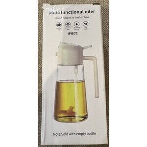 YARRAMATE 16oz Glass Olive Oil Sprayer for Cooking with Stickers, 2 in 1 White